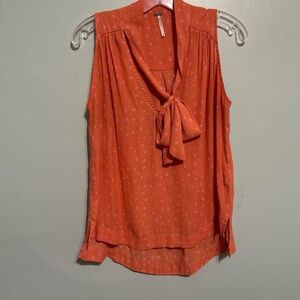 Free People Front Tie Coral Sleeveless blouse